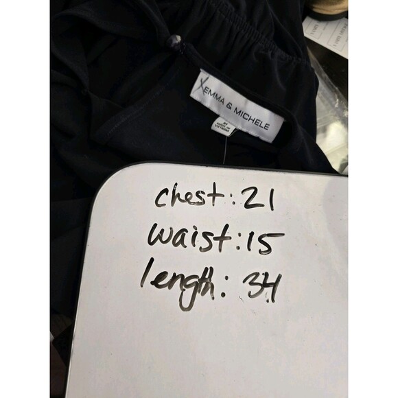 emma And michele romper Womans M Navy Blue Short Sleeve Wrap Classic Old Money - Picture 7 of 8